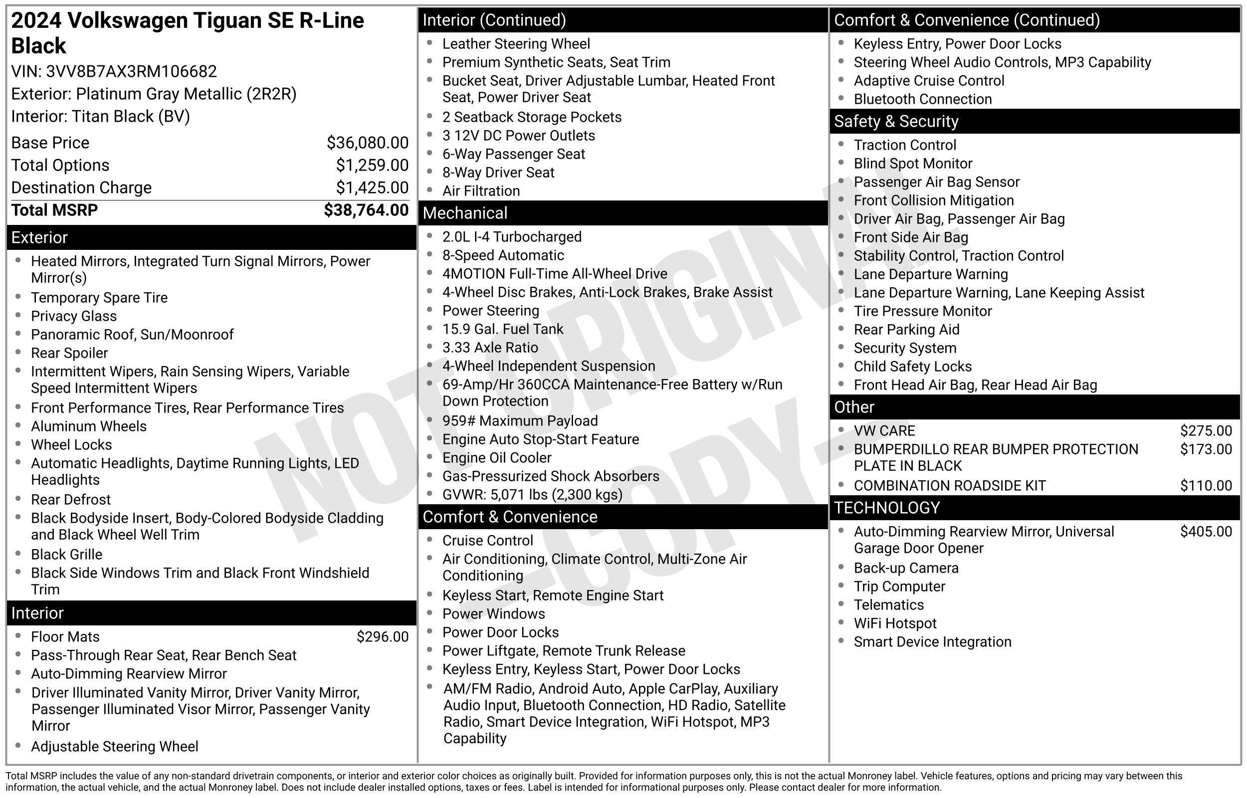2024 Volkswagen Tiguan 2.0T SE R-Line Black