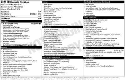 2026 GMC Acadia Elevation