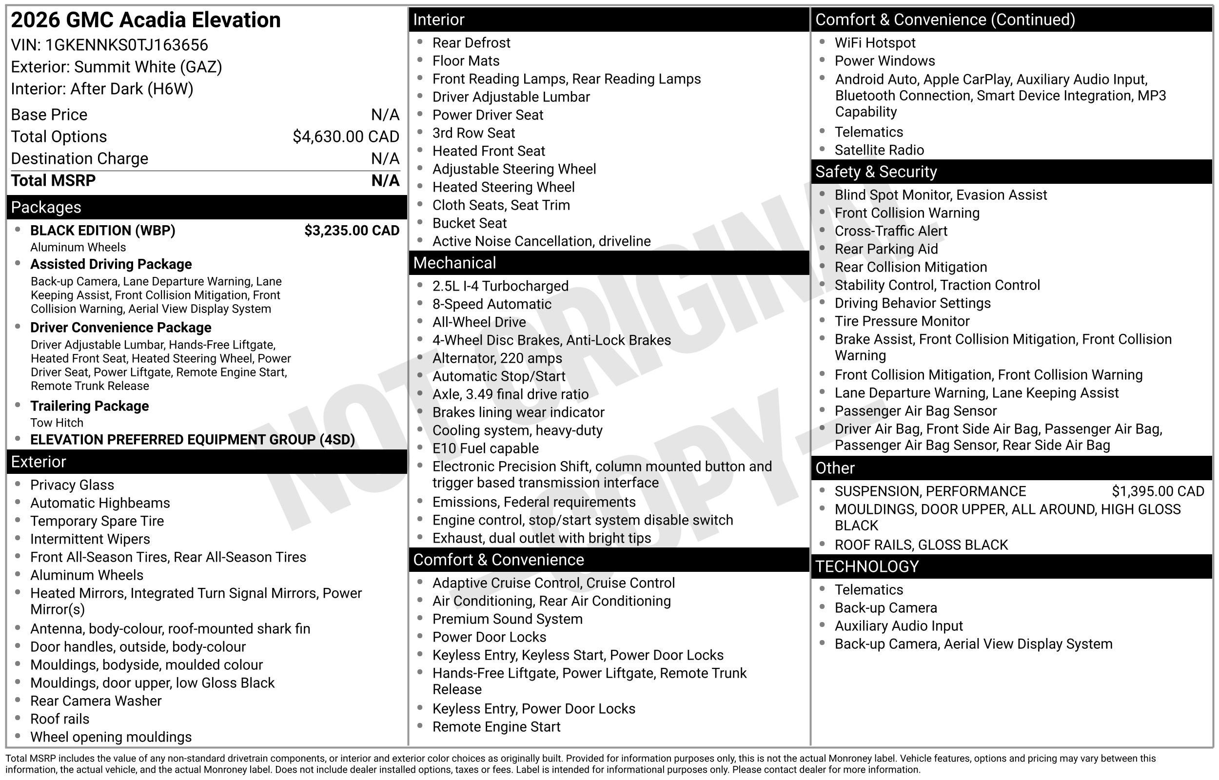 2026 GMC Acadia Elevation